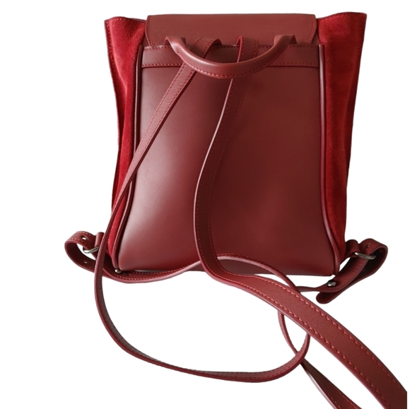 Longchamp Burgundy Suede & Leather Tassel Backpack - Picture 2 of 16